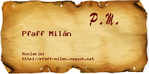 Pfaff Milán névjegykártya